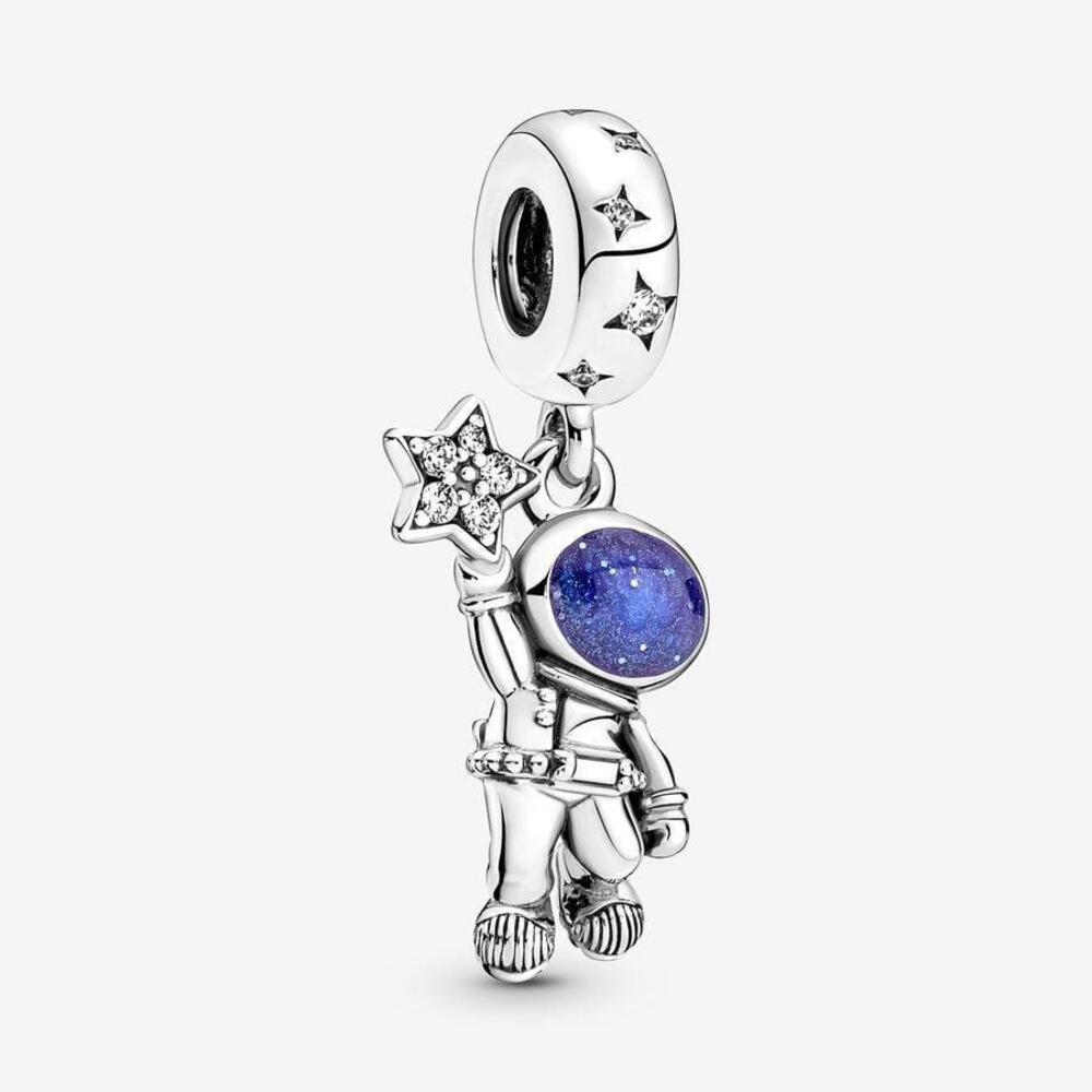 Pandora Style Astronaut In The Galaxy Dangle Charm